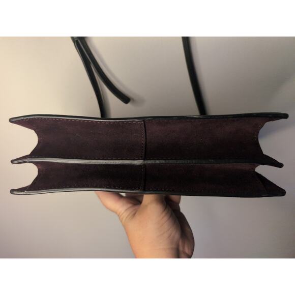 Kate Spade leather calf Hyde Place Sayra flap front Aubergine blk crossbody - Picture 12 of 12
